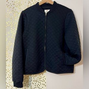 Marine Layer Corbet Black Cropped Quilted Bomber Jacket size Large